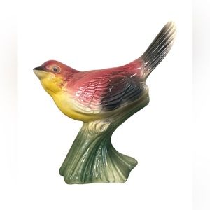 Vintage Royal Copley bird sits art deco branch pedestal